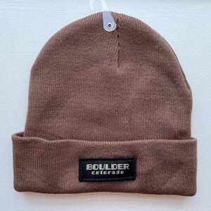 Boulder Colorado Cuffed Beanie Hat Unisex | Brown